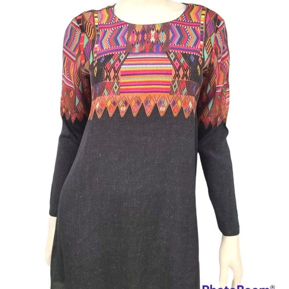 Cynthia Vincent Boho Tribal Print Mini Dress size XS - Picture 3 of 8